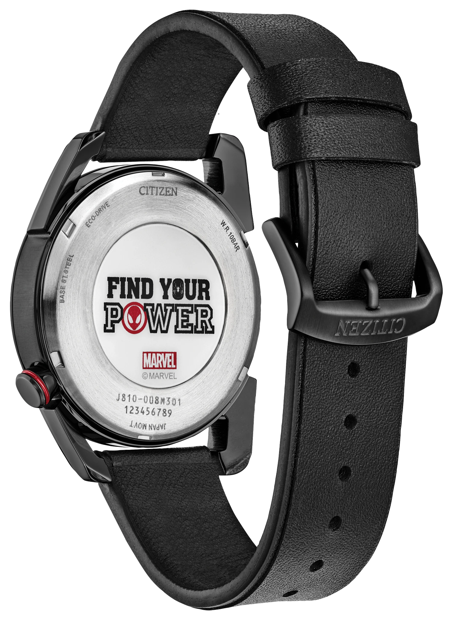 Miles Morales Black Dial Leather Strap AW1685-00W | CITIZEN